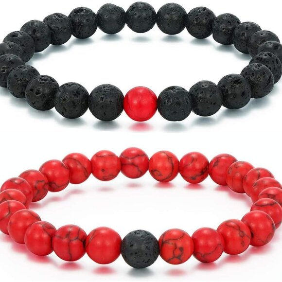 Other - Mens Beaded Bracelets Couples Matching Bracelet Set Lava Rock Beads for Women St